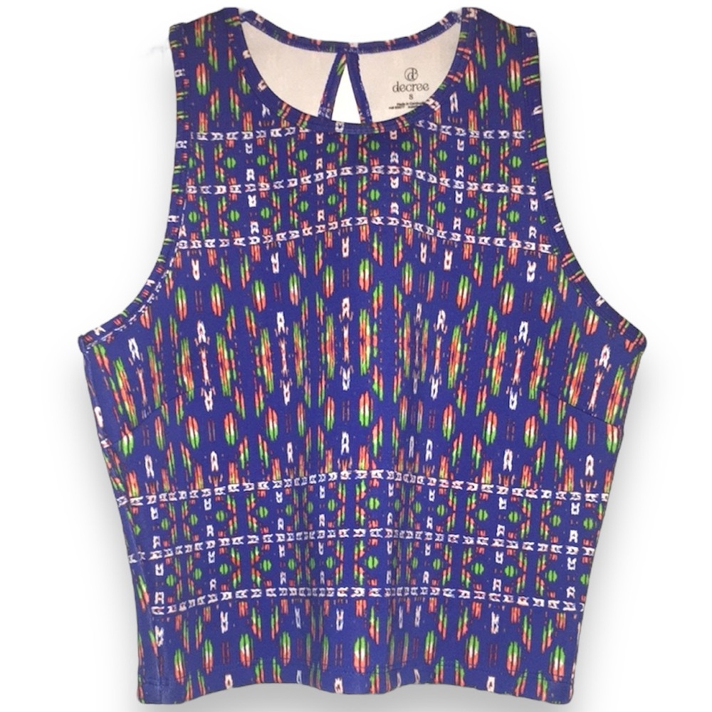 NWT Decree Festival/Swim Scuba Racerback Tank Top Blue Patterned Women’s Medium